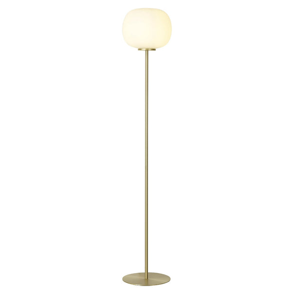 Milton Medium Oval Ball Floor Lamp in Satin Gold & Frosted White Shade
