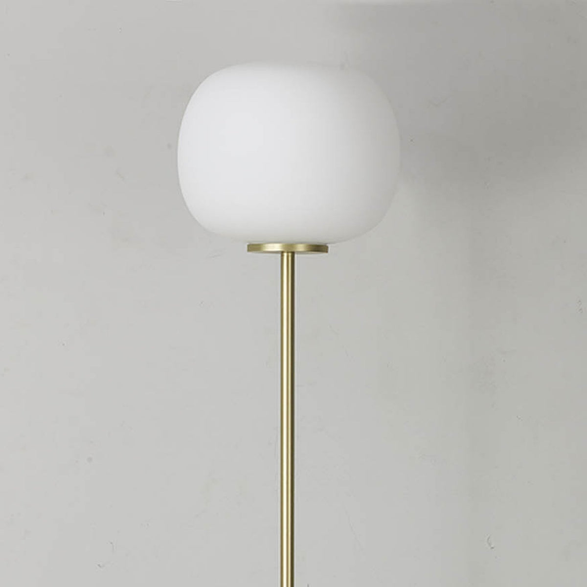 Milton Medium Oval Ball Floor Lamp in Satin Gold & Frosted White Shade by Lumiere