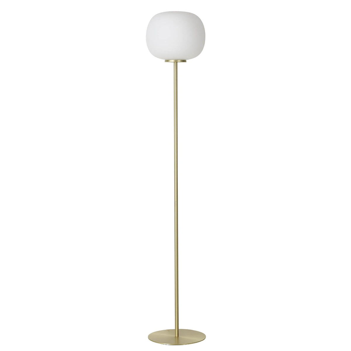 Milton Medium Oval Ball Floor Lamp in Satin Gold & Frosted White Shade by Lumiere