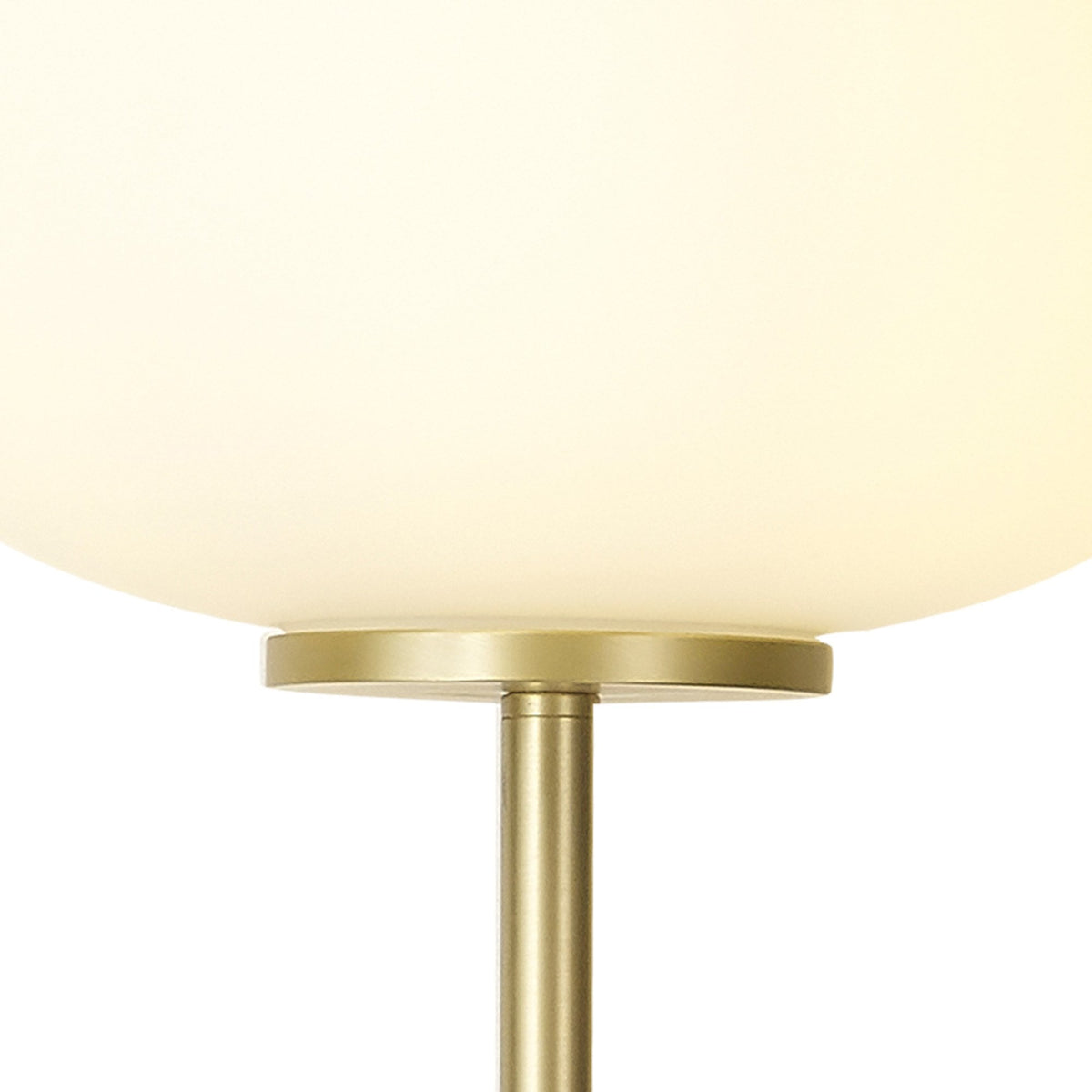 Milton Medium Oval Ball Floor Lamp in Satin Gold & Frosted White Shade by Lumiere
