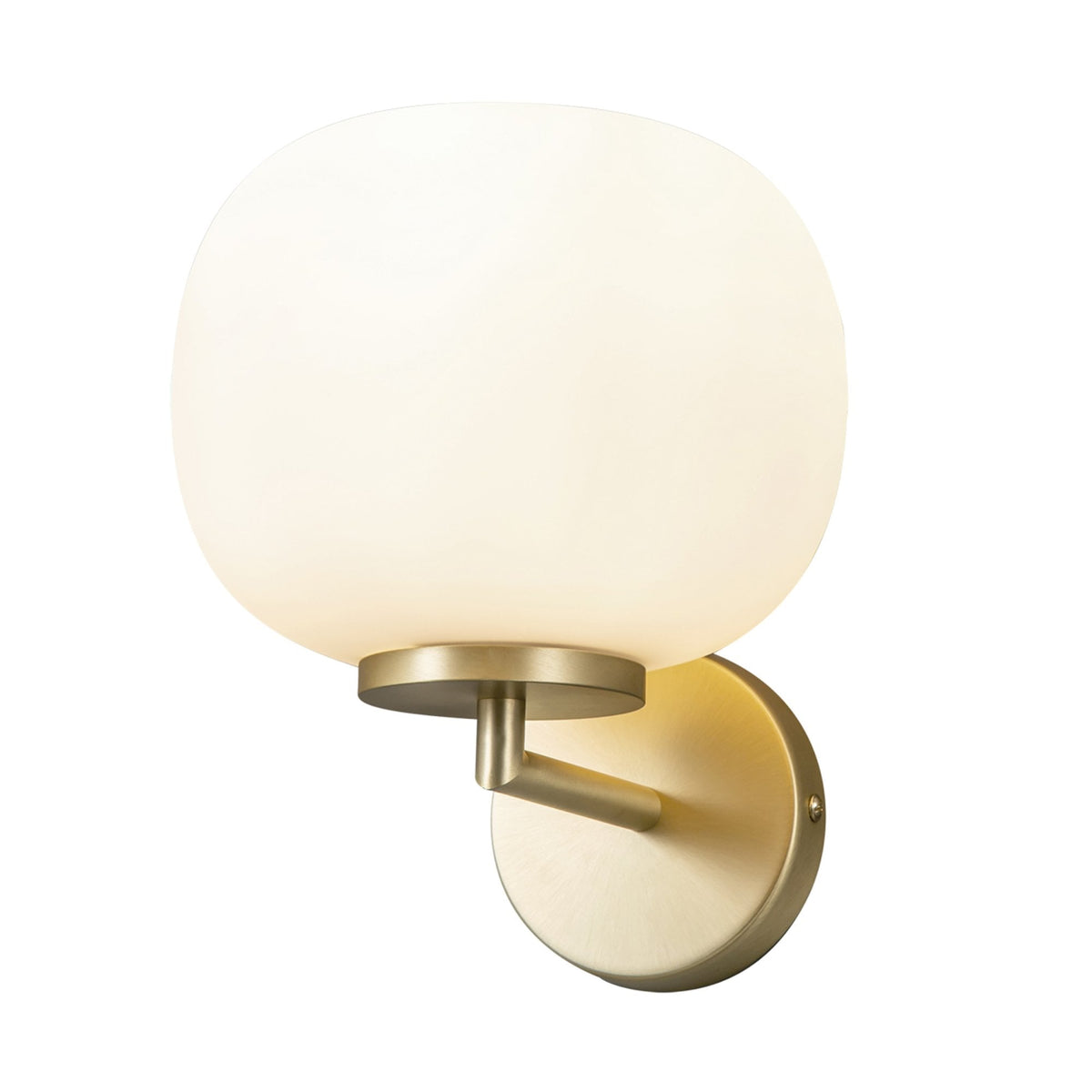 Milton Small Oval Ball Wall Light in Satin Gold & Frosted White Shade