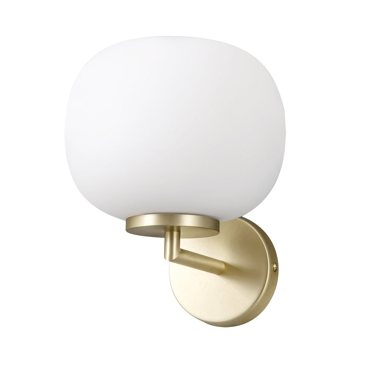 Milton Small Oval Ball Wall Light in Satin Gold & Frosted White Shade