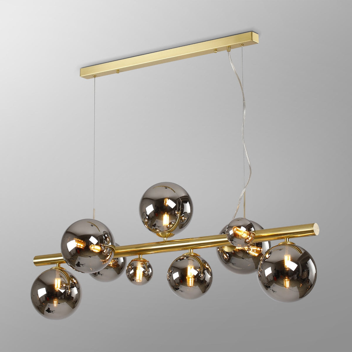 Shute 9lt Linear Pendant Satin & Chrome Plated Glass