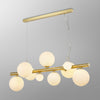 Shute 9lt Linear Pendant in Satin Gold & Opal Glass