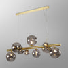 Shute 9lt Linear Pendant in Satin Gold & Smoked Plated Glass