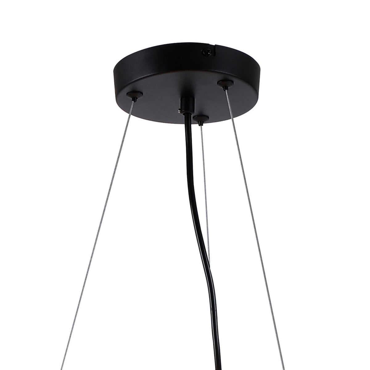 Shute 16lt Circular Pendant in Satin Black & Amber Plated Glass