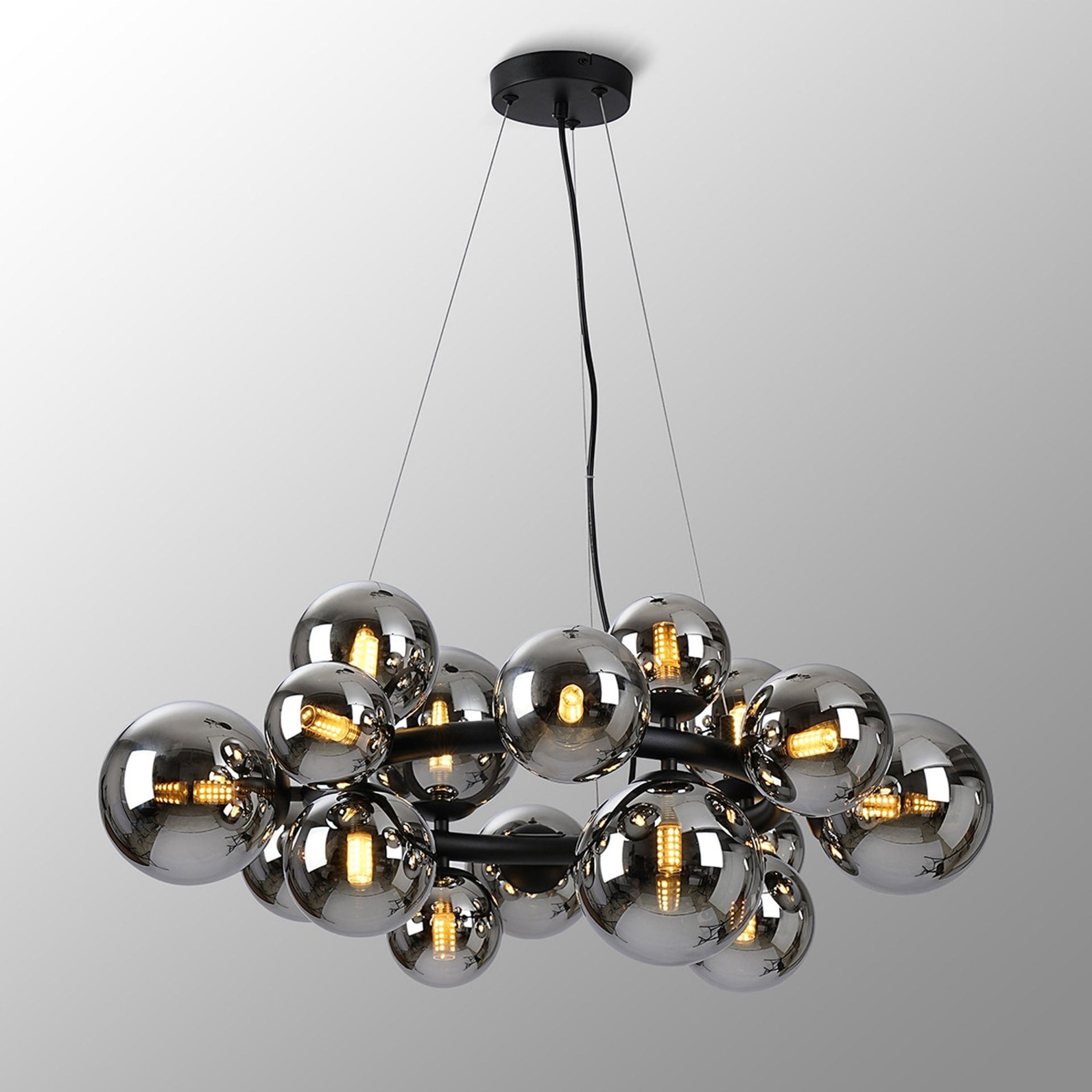 Shute 16lt Circular Pendant Satin & Chrome Plated Glass