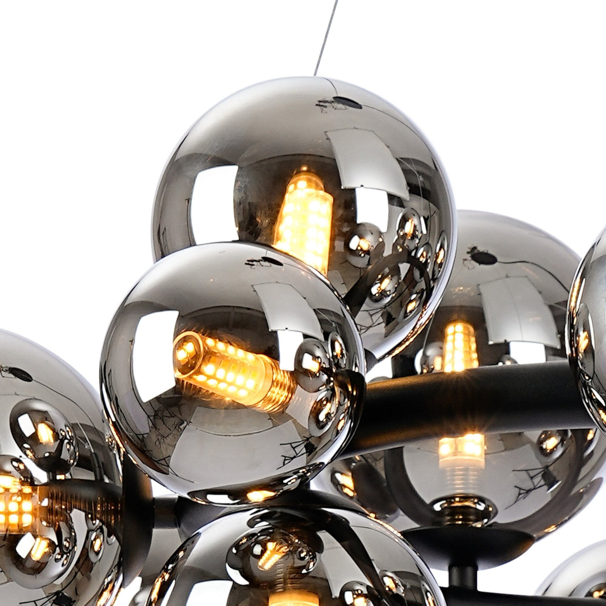 Shute 16lt Circular Pendant in Satin Black & Chrome Plated Glass