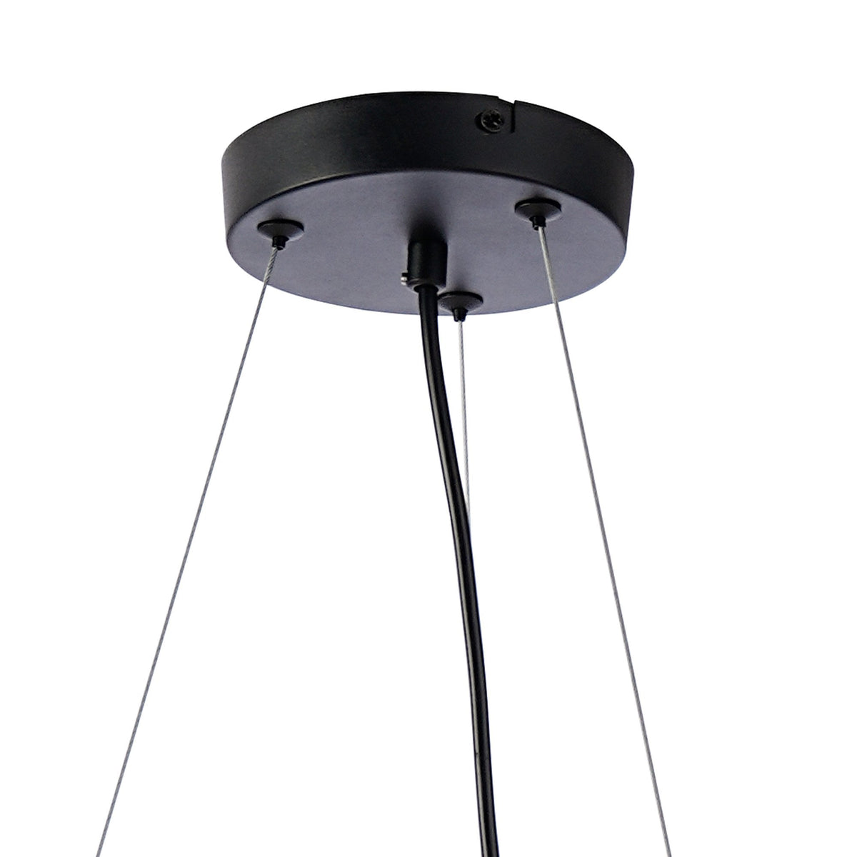 Shute 16lt Circular Pendant in Satin Black & Chrome Plated Glass