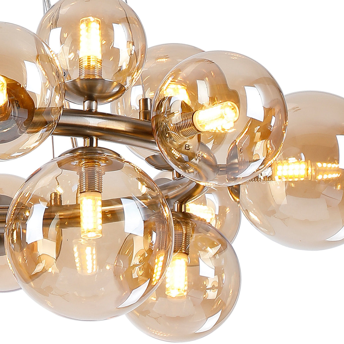 Shute 16lt Circular Pendant in Satin Nickel & Amber Plated Glass