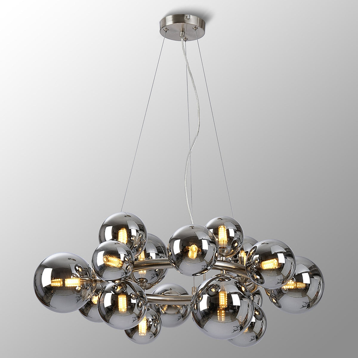 Shute 16lt Circular Pendant Satin Nickel & Chrome Plated Glass