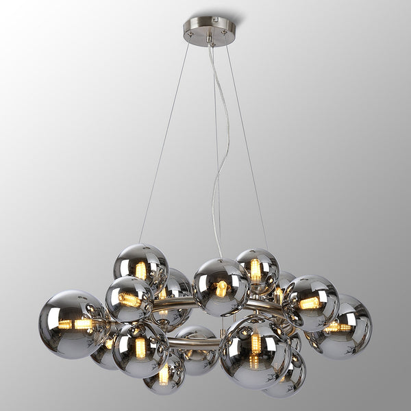 Shute 16lt Circular Pendant in Satin Nickel & Chrome Plated Glass