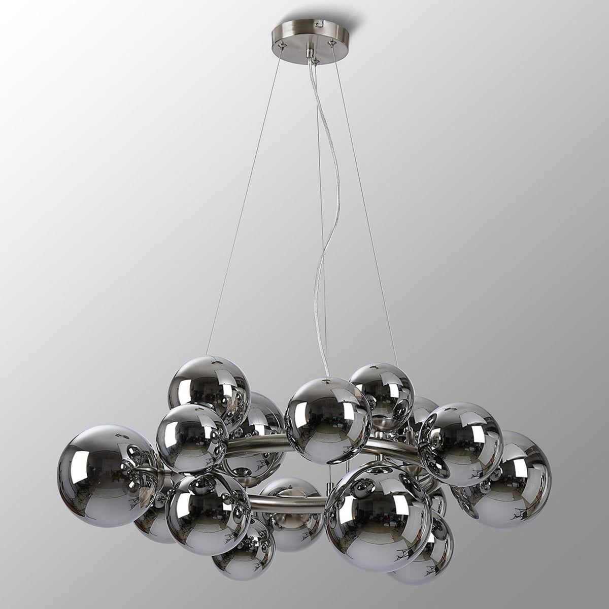 Lumiere Shute 16lt Circular Pendant in Satin Nickel & Chrome Plated Glass