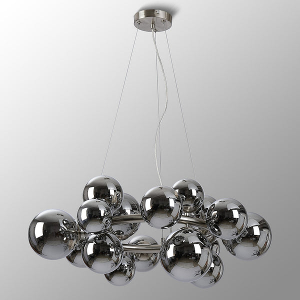 Shute 16lt Circular Pendant in Satin Nickel & Chrome Plated Glass