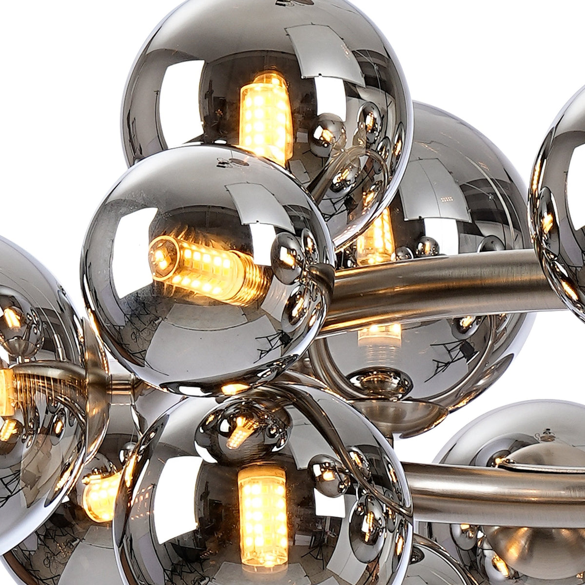 Shute 16lt Circular Pendant in Satin Nickel & Chrome Plated Glass