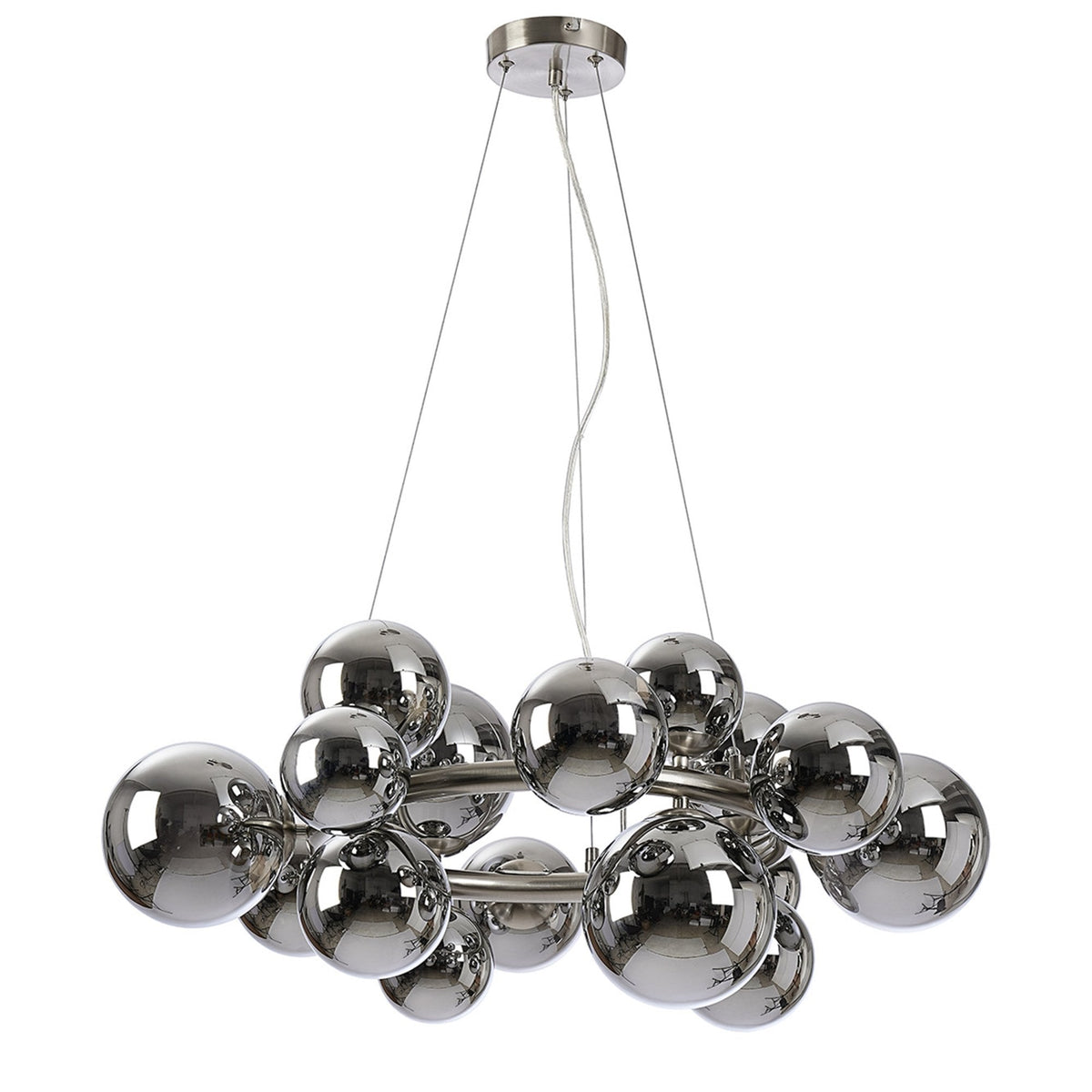 Shute 16lt Circular Pendant in Satin Nickel & Chrome Plated Glass