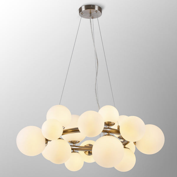 Shute 16lt Circular Pendant in Satin Nickel & Opal Glass