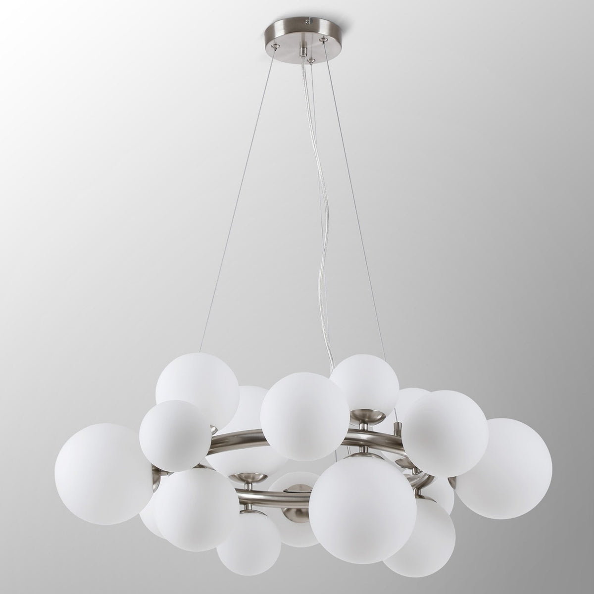 Shute 16lt Circular Pendant in Satin Nickel & Opal Glass