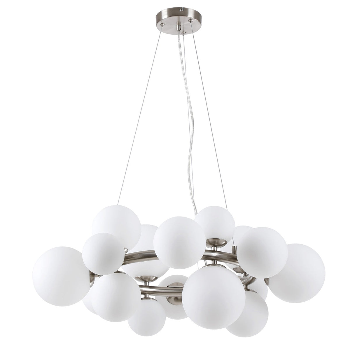 Shute 16lt Circular Pendant in Satin Nickel & Opal Glass