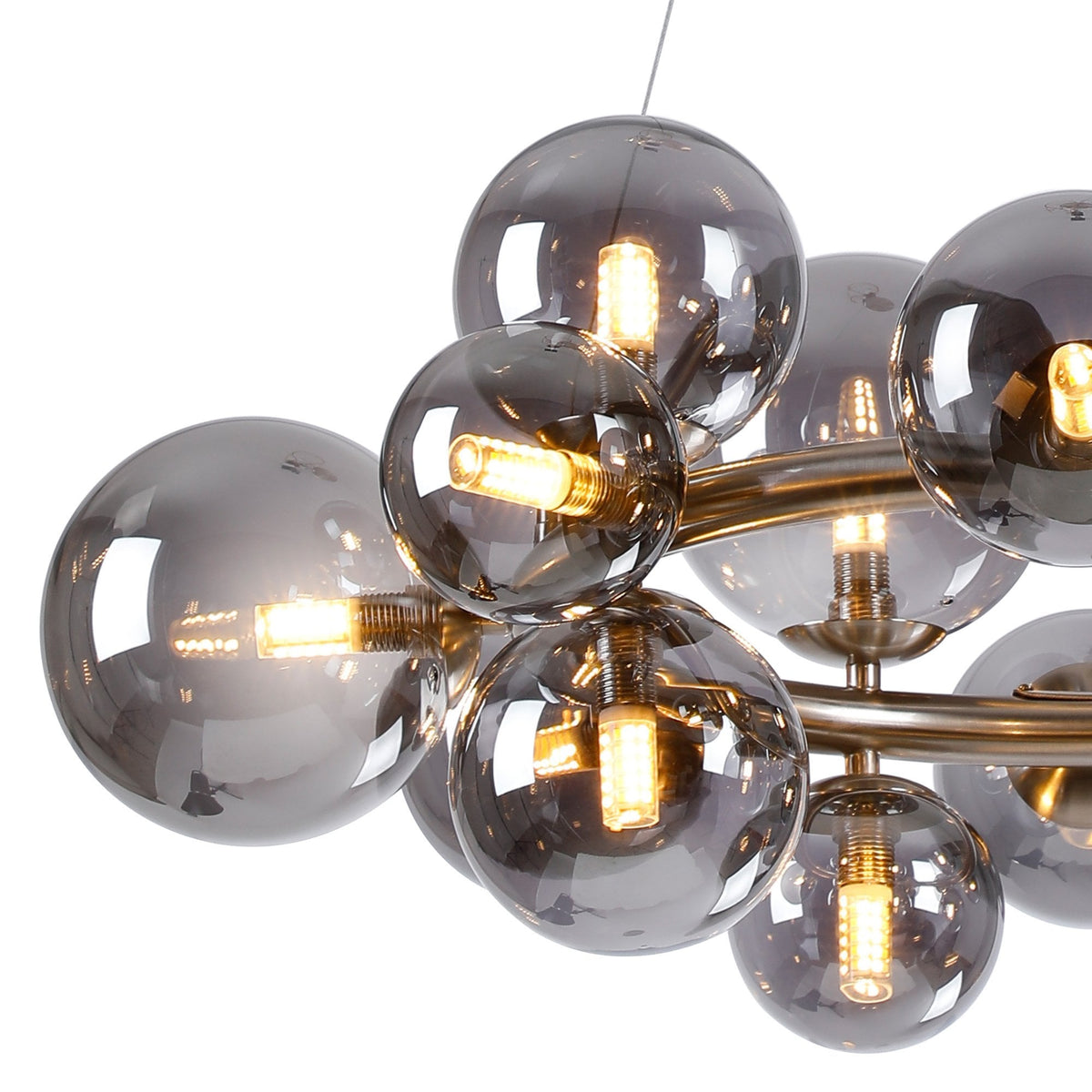 Shute 16lt Circular Pendant in Satin Nickel & Smoked Plated Glass
