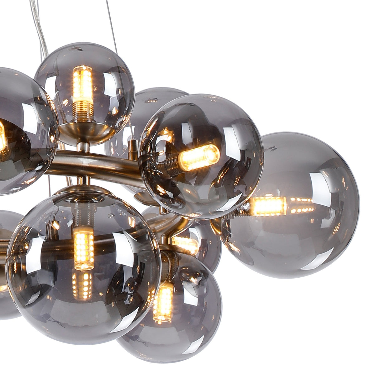 Shute 16lt Circular Pendant in Satin Nickel & Smoked Plated Glass