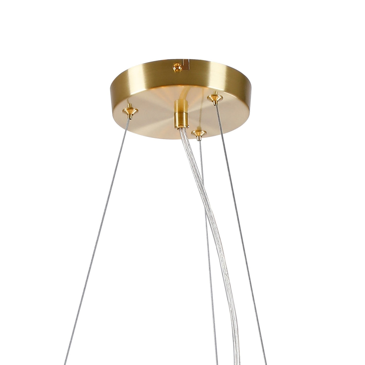 Shute 16lt Circular Pendant in Satin Gold & Amber Plated Glass