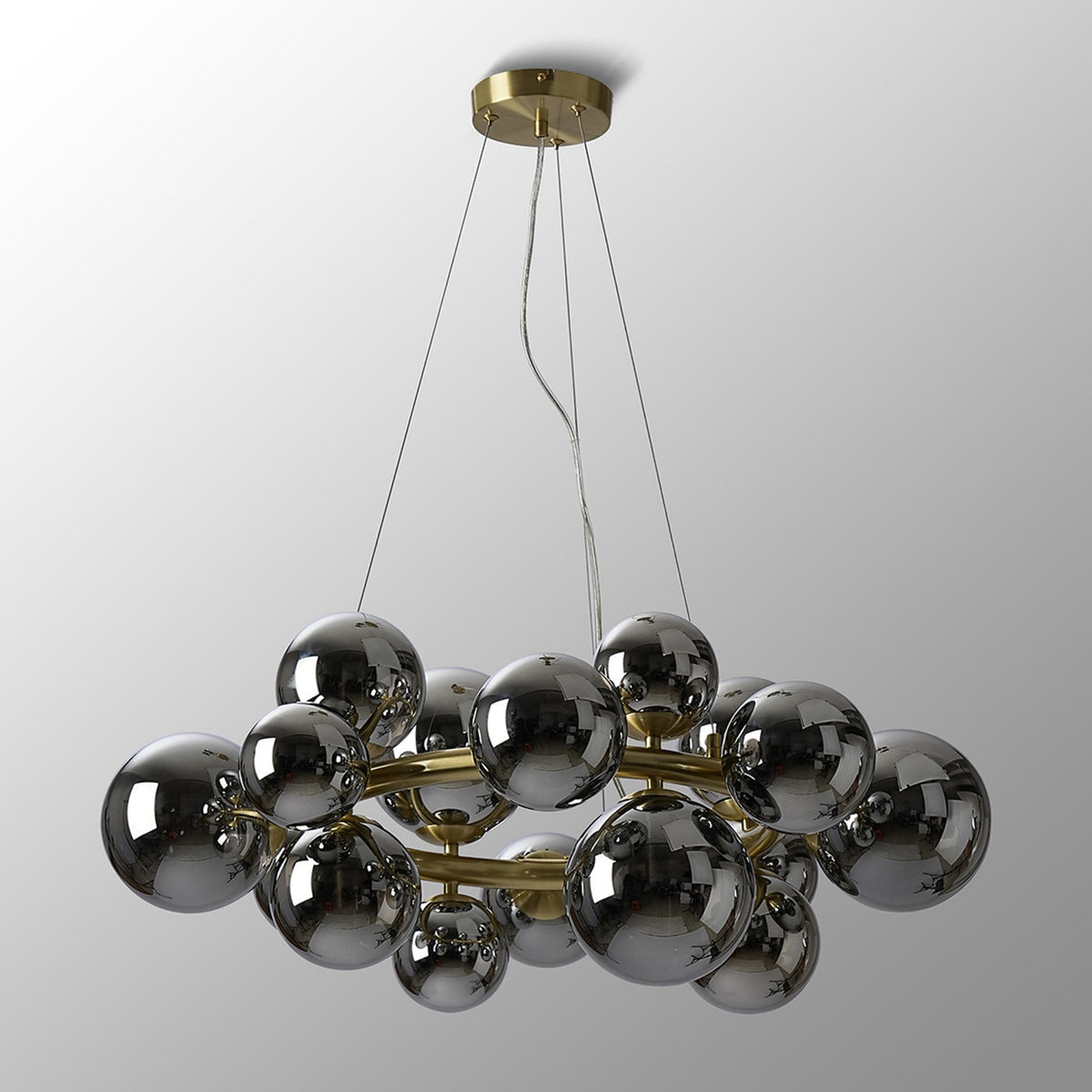 Lumiere Shute 16lt Circular Pendant in Satin Gold & Chrome Plated Glass