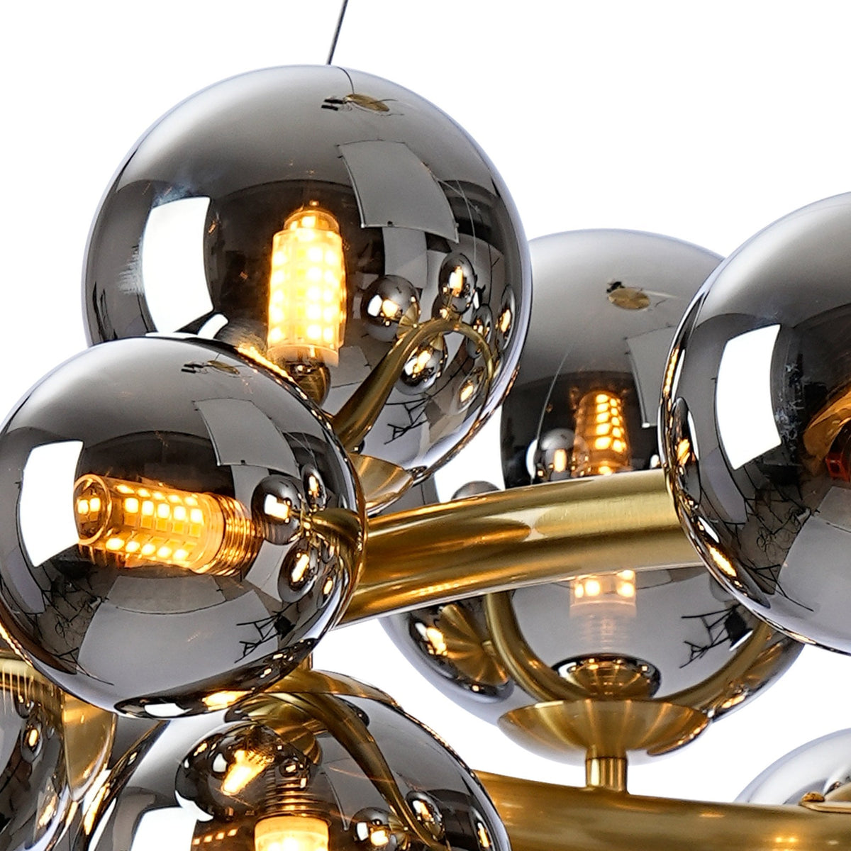 Shute 16lt Circular Pendant in Satin Gold & Chrome Plated Glass