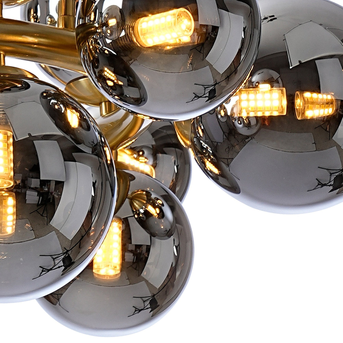 Lumiere Shute 16lt Circular Pendant in Satin Gold & Chrome Plated Glass