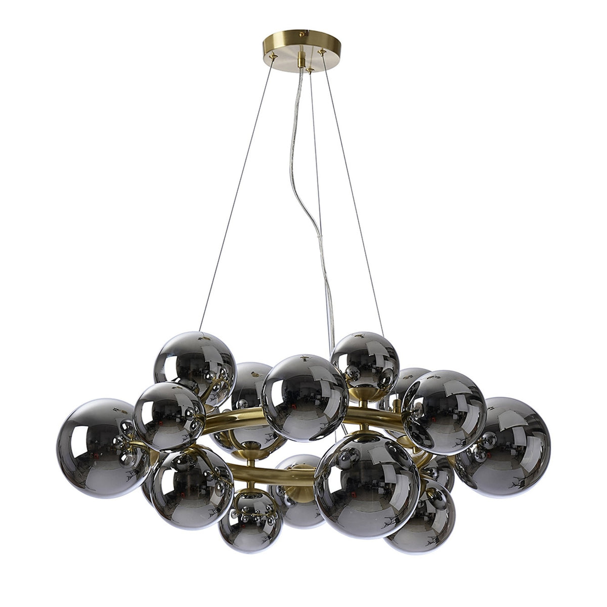 Shute 16lt Circular Pendant in Satin Gold & Chrome Plated Glass