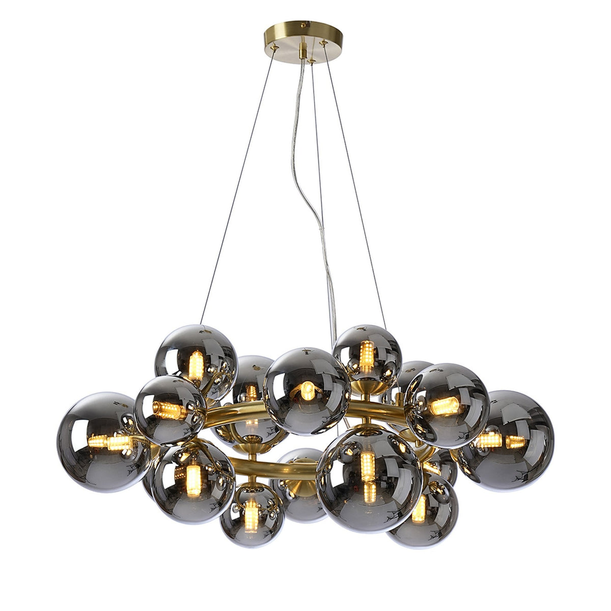 Lumiere Shute 16lt Circular Pendant in Satin Gold & Chrome Plated Glass