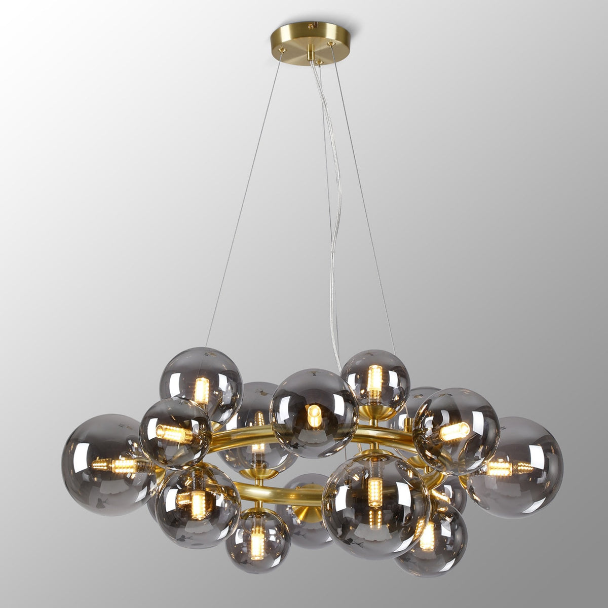 Shute 16lt Circular Pendant Satin & Smoked Plated Glass