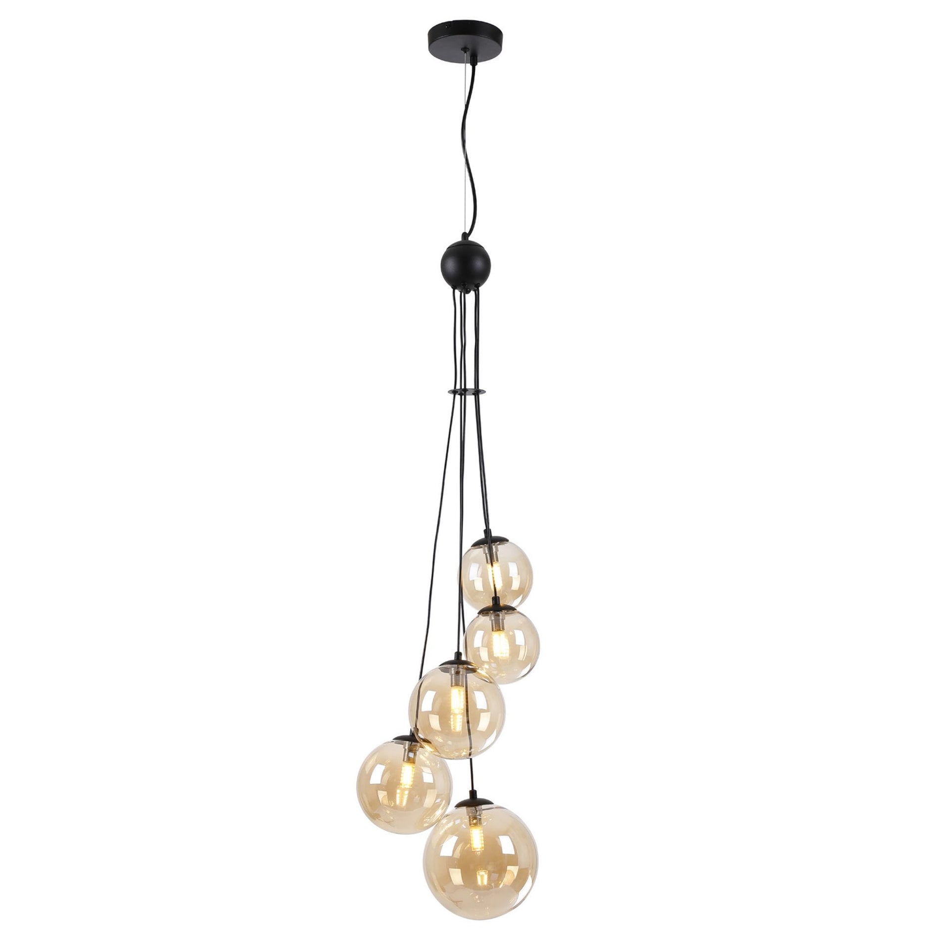 Shute 5lt Pendant Satin & Amber Plated Glass