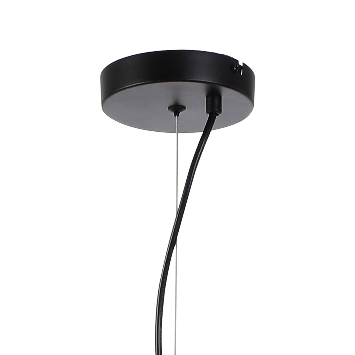 Shute 5lt Pendant in Satin Black & Amber Plated Glass
