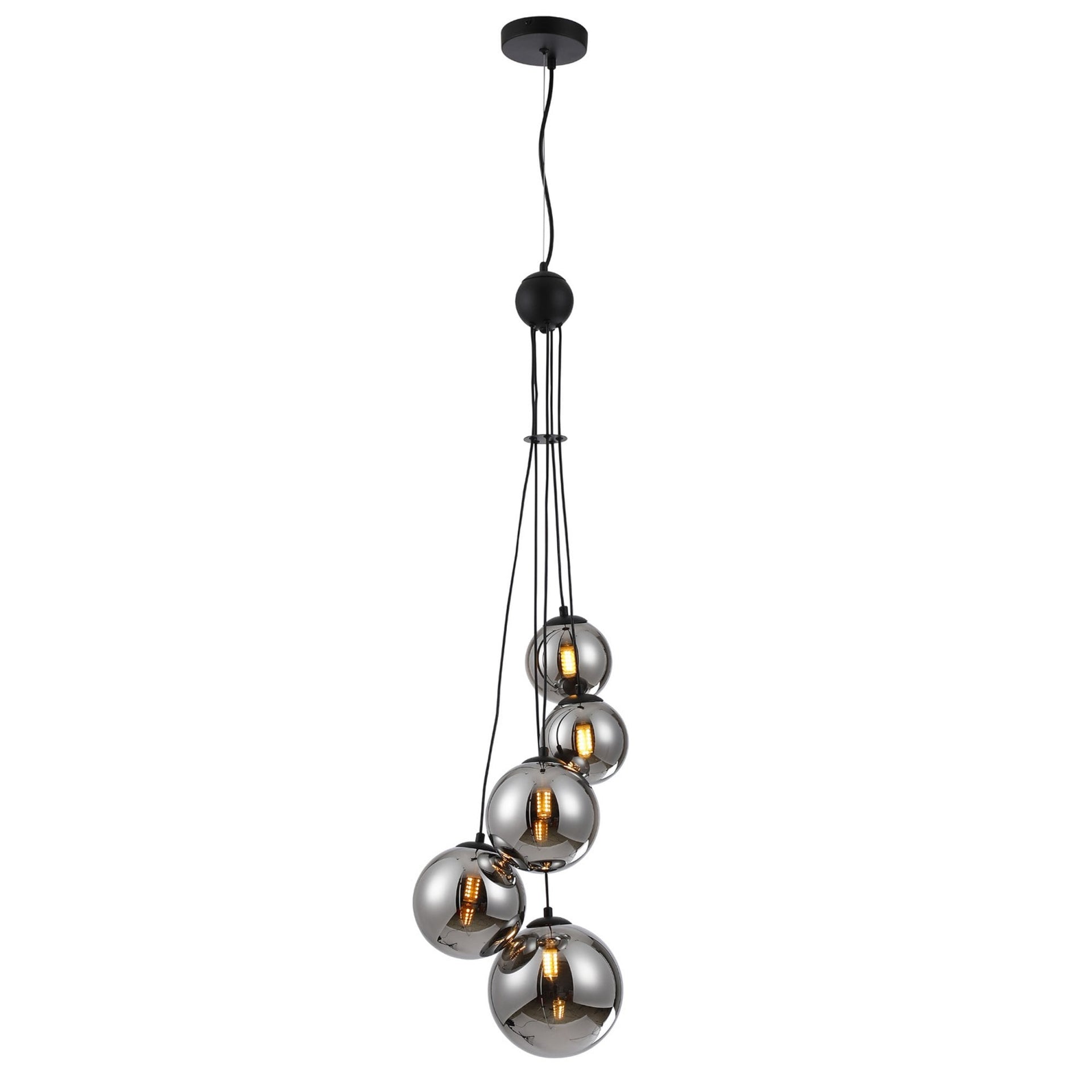 Shute 5lt Pendant Satin & Chrome Plated Glass