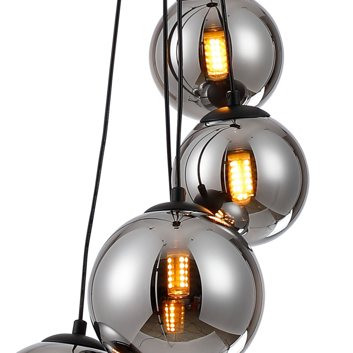 Shute 5lt Pendant in Satin Black & Chrome Plated Glass