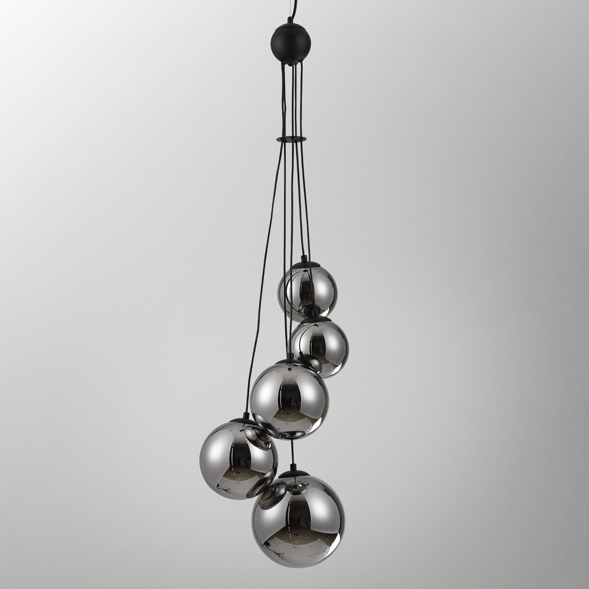 Shute 5lt Pendant in Satin Black & Chrome Plated Glass