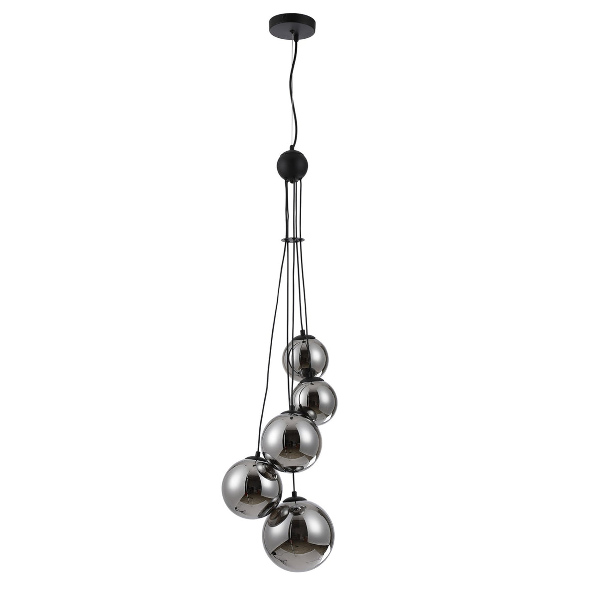 Shute 5lt Pendant in Satin Black & Chrome Plated Glass