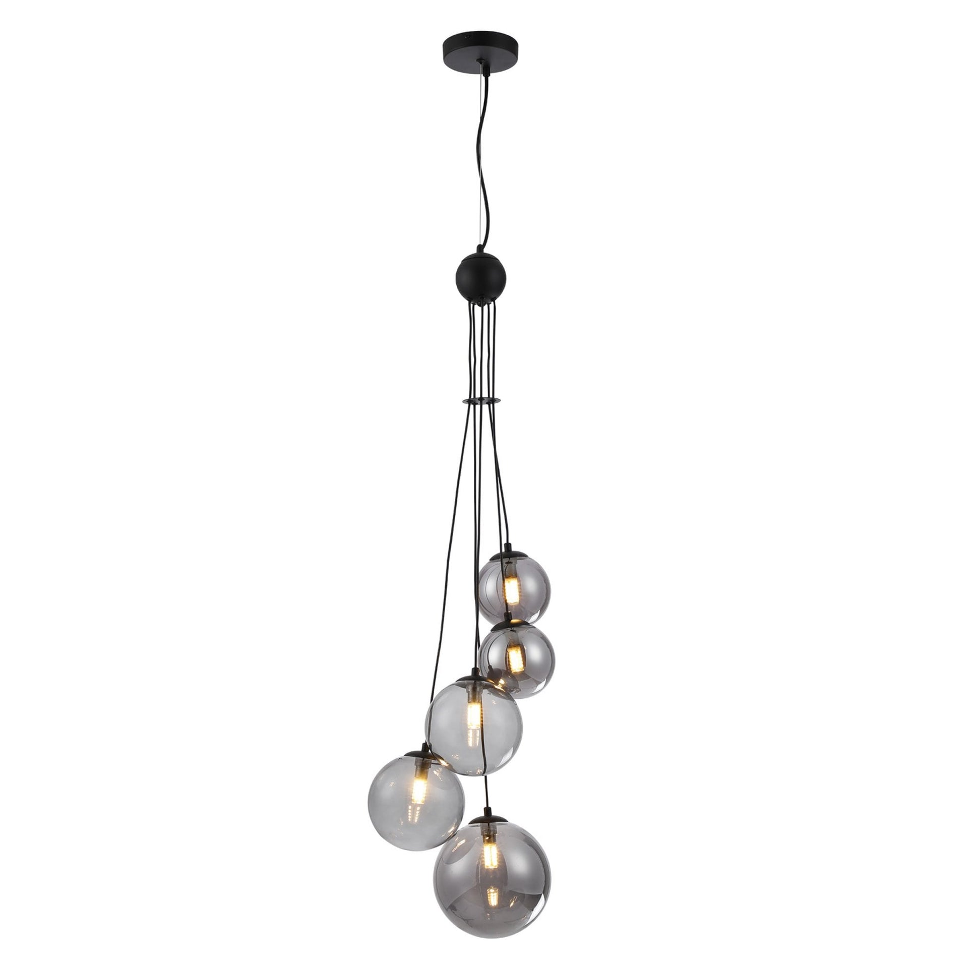 Shute 5lt Pendant Satin & Smoked Plated Glass