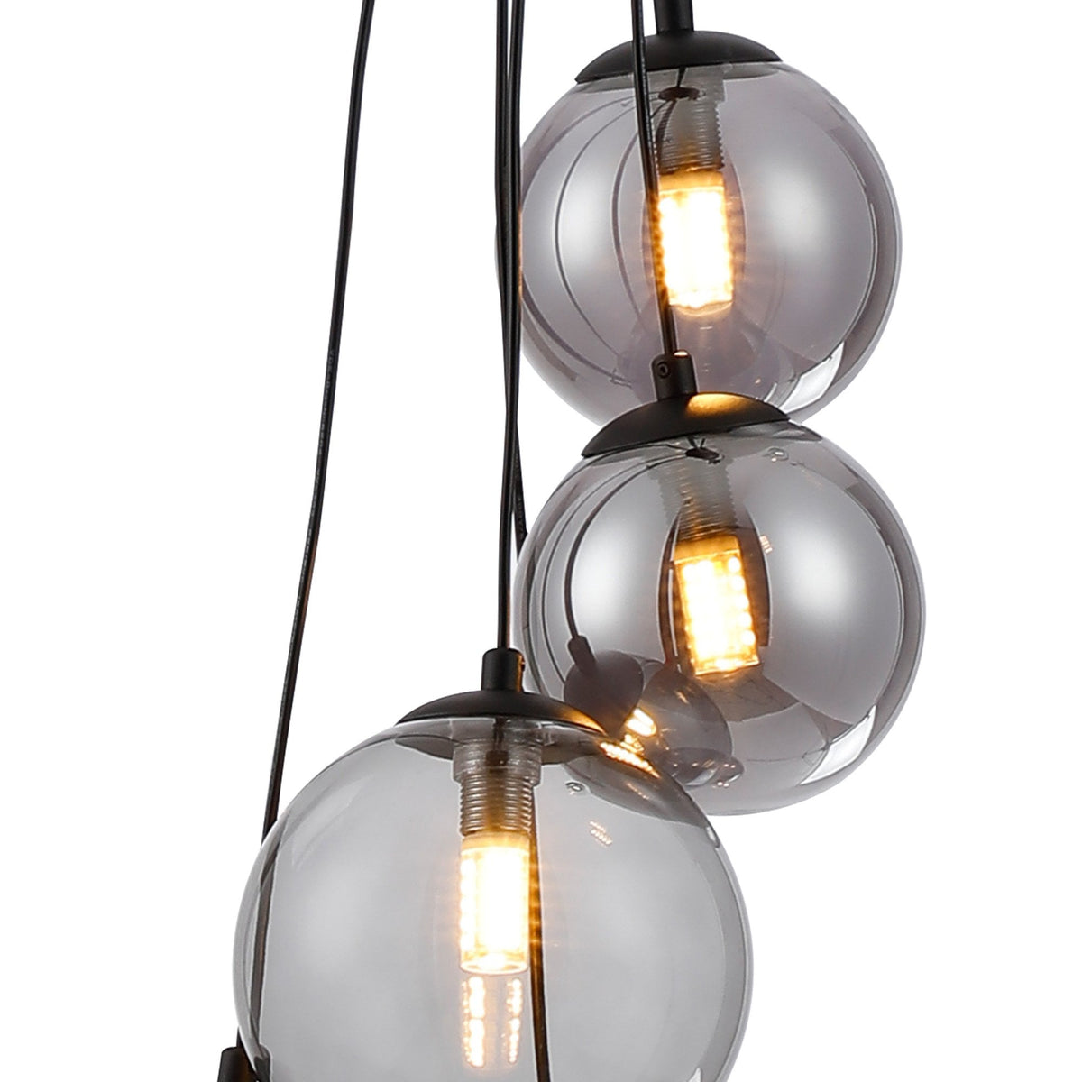 Shute 5lt Pendant in Satin Black & Smoked Plated Glass