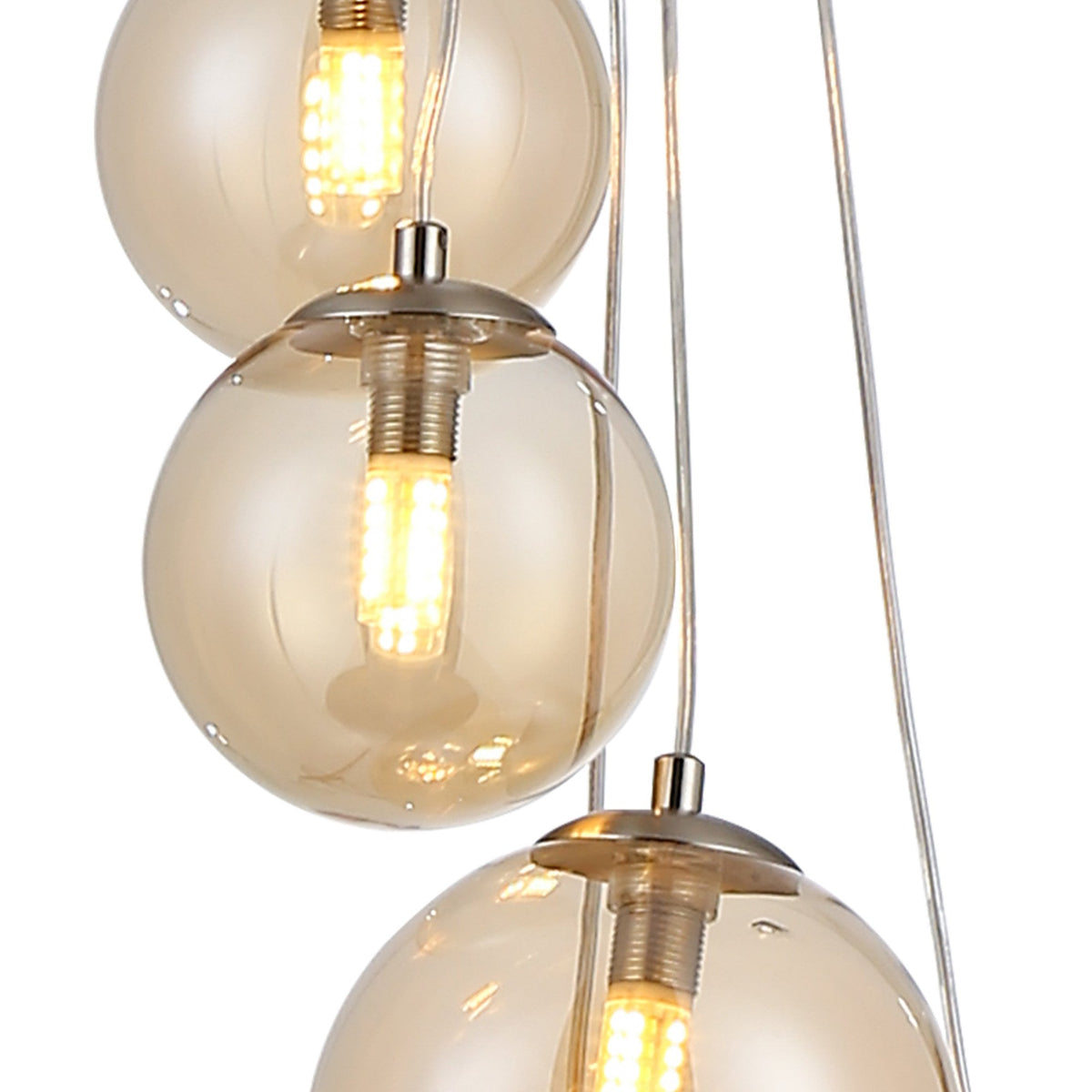 Shute 5lt Pendant in Satin Nickel & Amber Plated Glass