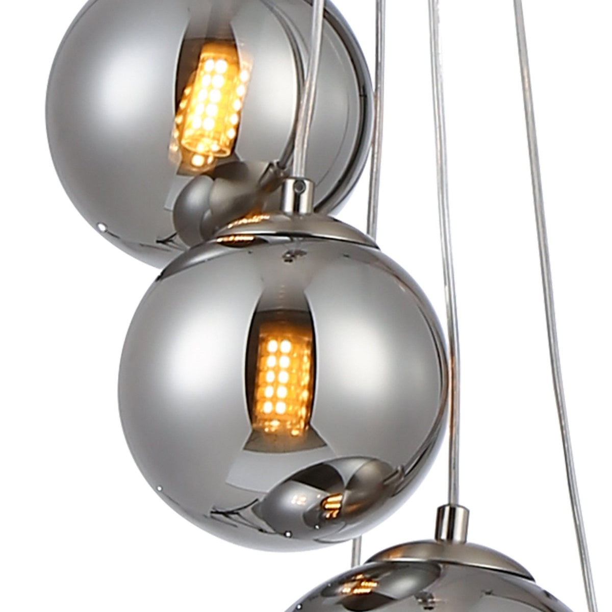 Shute 5lt Pendant in Satin Nickel & Chrome Plated Glass