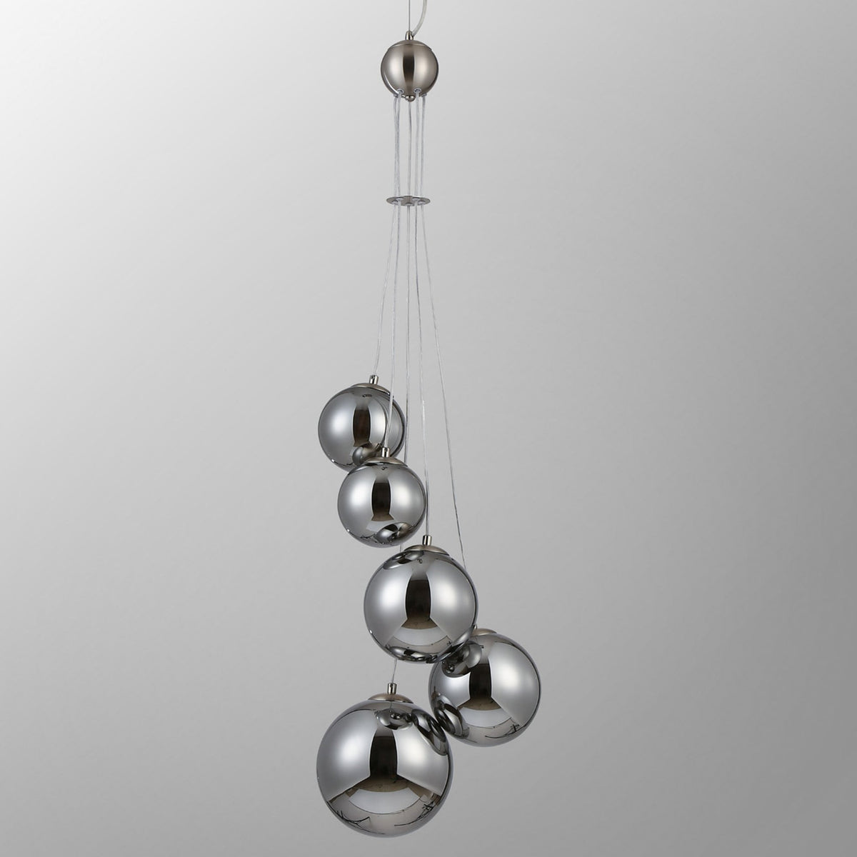 Shute 5lt Pendant in Satin Nickel & Chrome Plated Glass