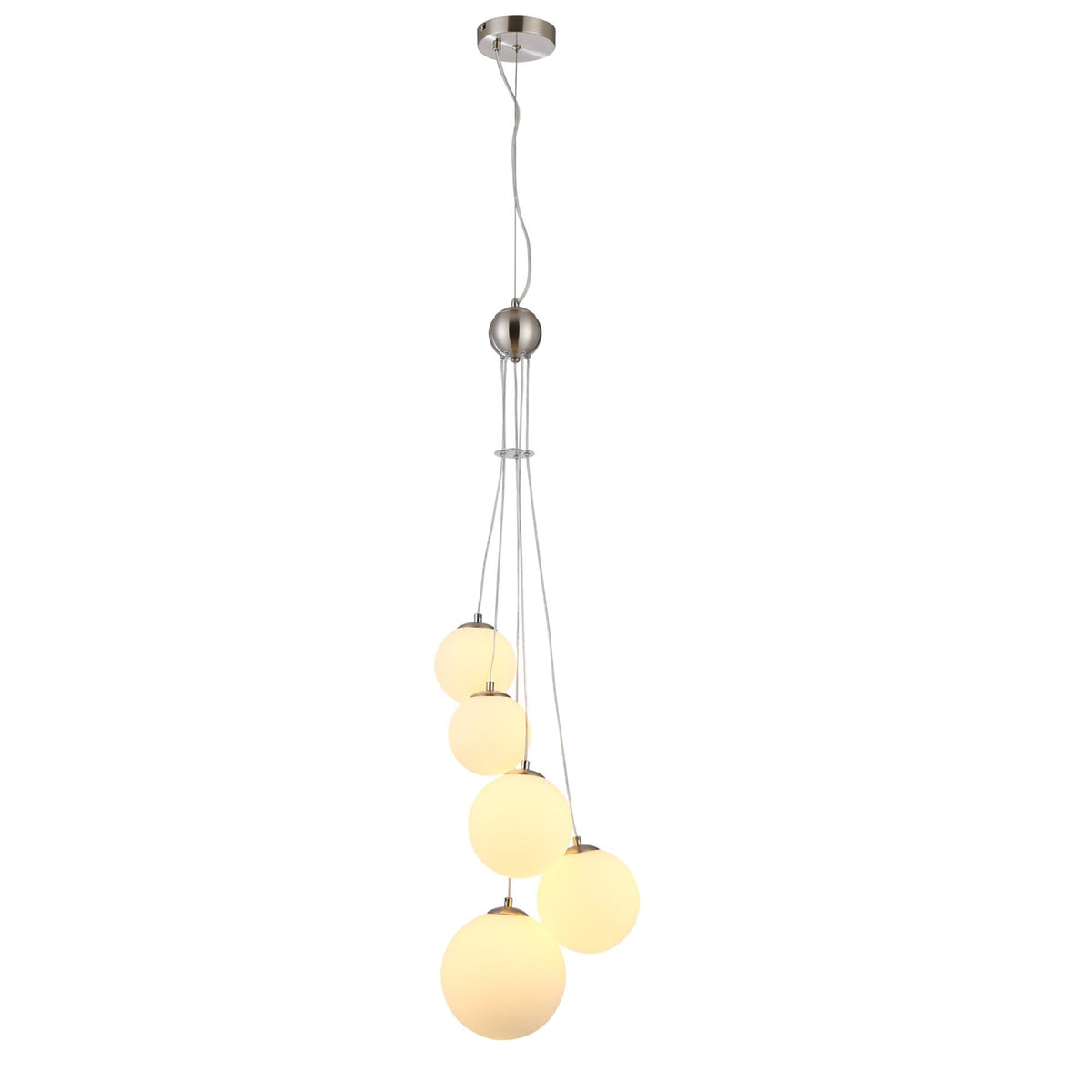 Shute 5lt Pendant Satin Nickel & Opal Glass