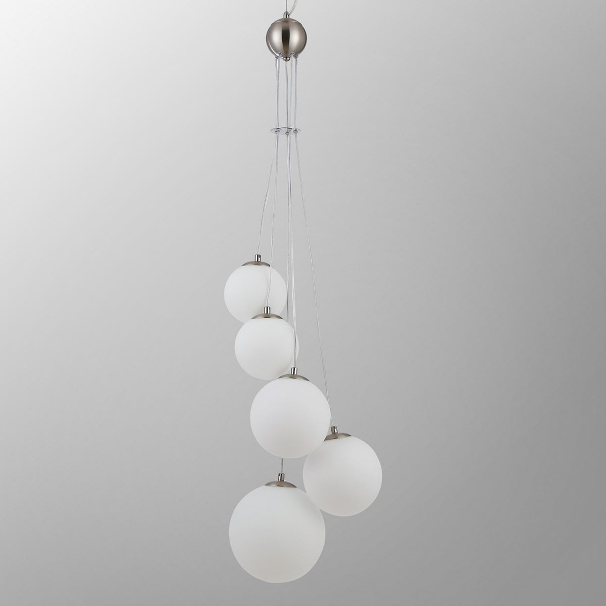 Shute 5lt Pendant in Satin Nickel & Opal Glass
