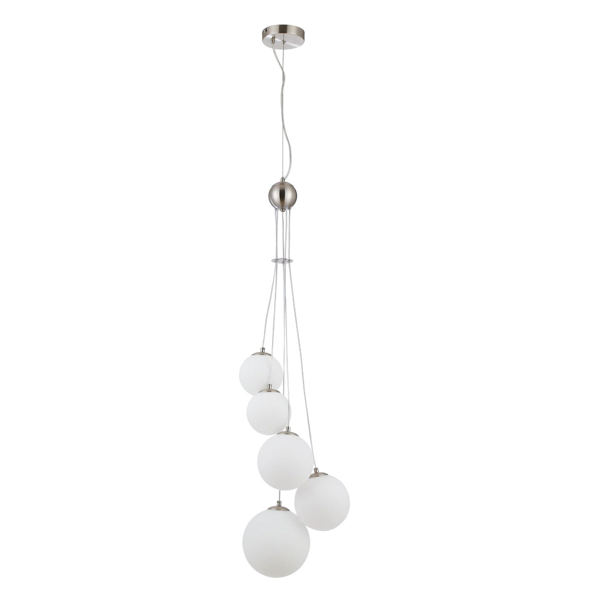 Shute 5lt Pendant in Satin Nickel & Opal Glass