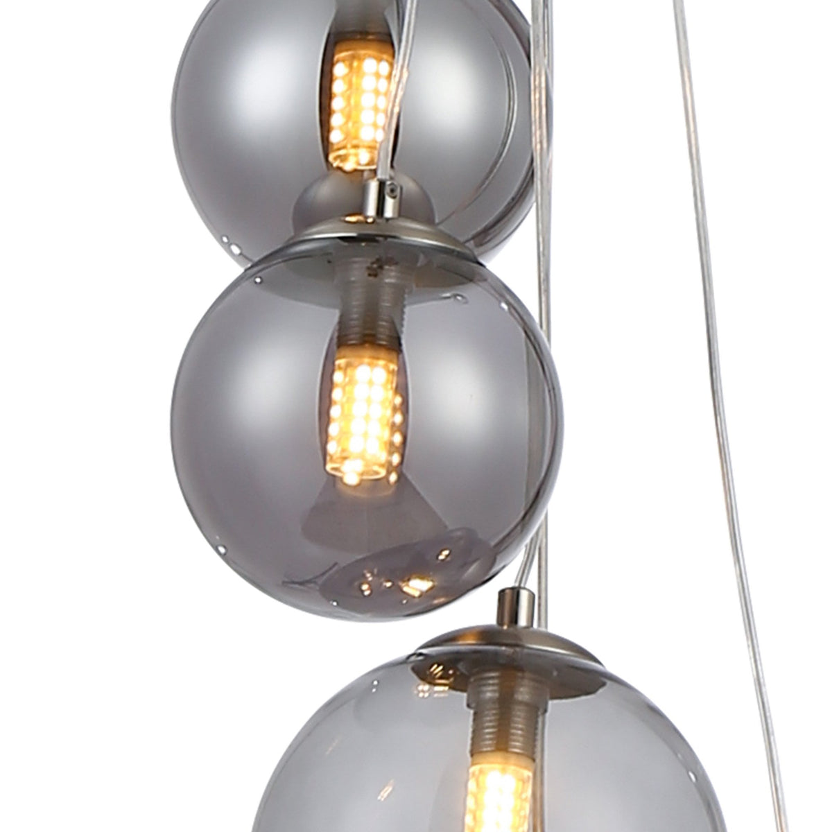 Shute 5lt Pendant in Satin Nickel & Smoked Plated Glass