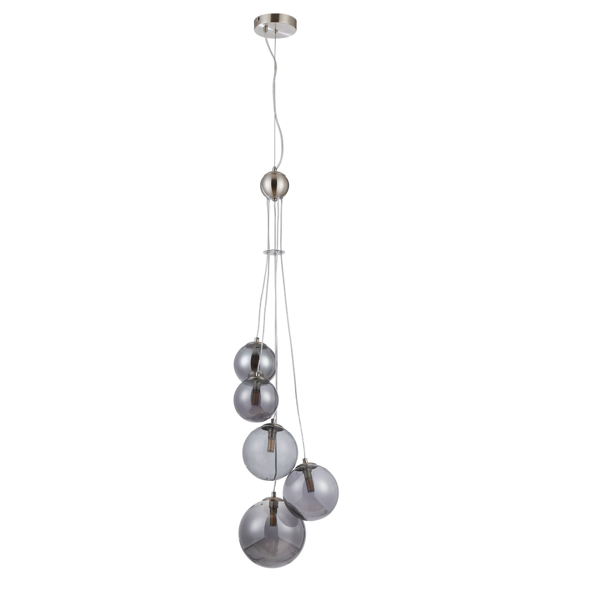 Shute 5lt Pendant in Satin Nickel & Smoked Plated Glass