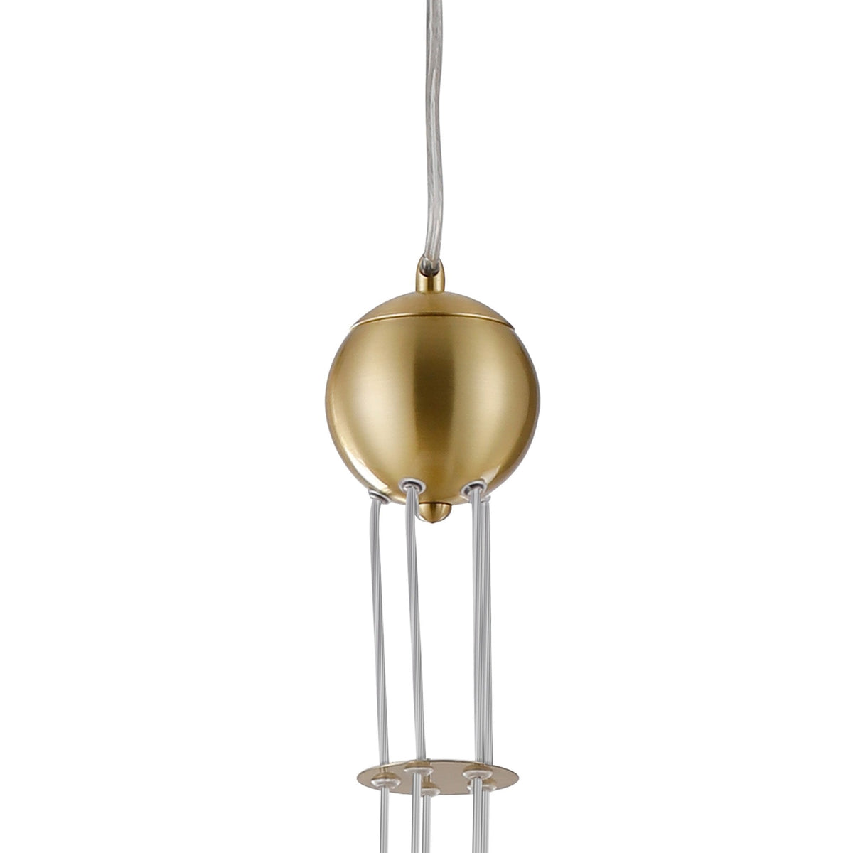 Shute 5lt Pendant in Satin Gold & Amber Plated Glass