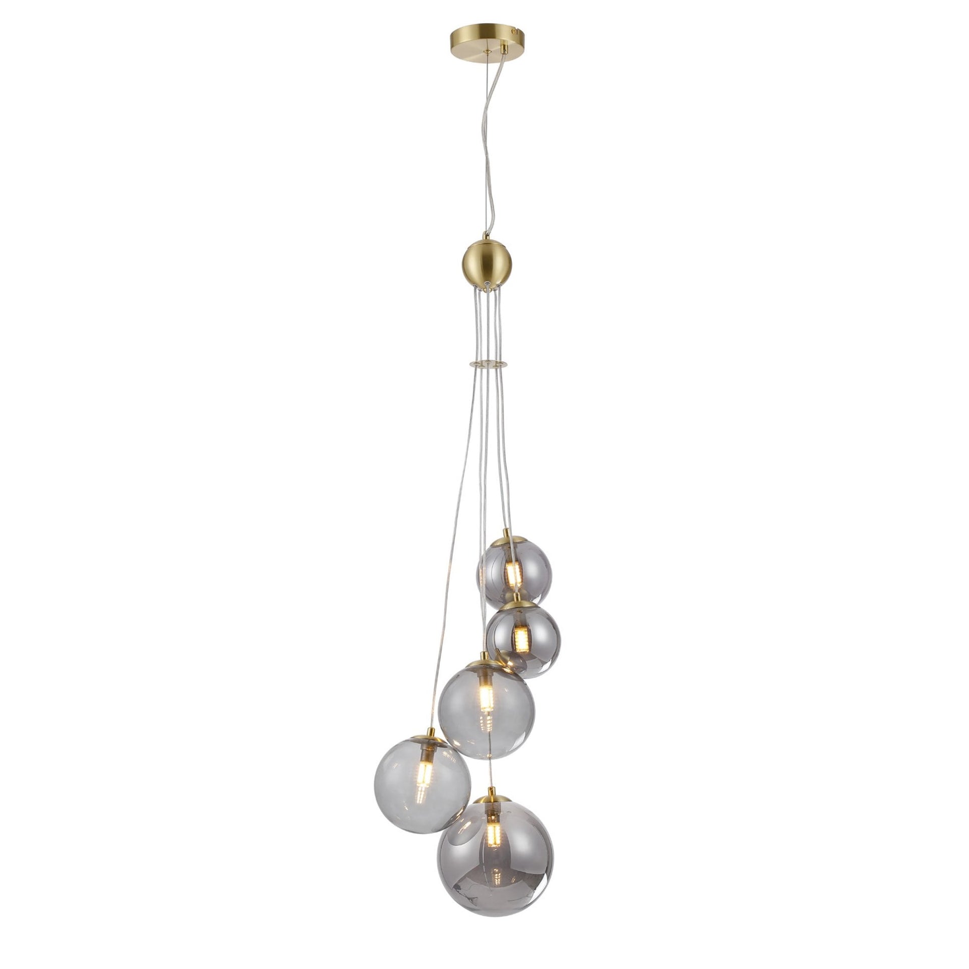 Shute 5lt Pendant Satin & Smoked Plated Glass